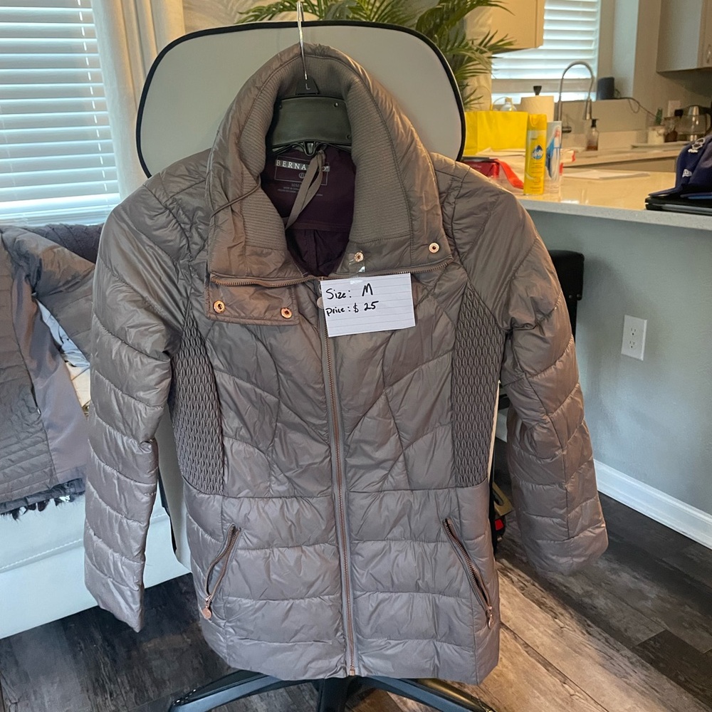 Brown Quilted Jacket with Copper Accents